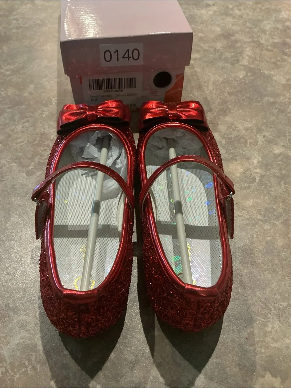 Ruby Red Shoes Slippers Girls Shimmer Red Mary Jane Flats Bow Wizard of Oz